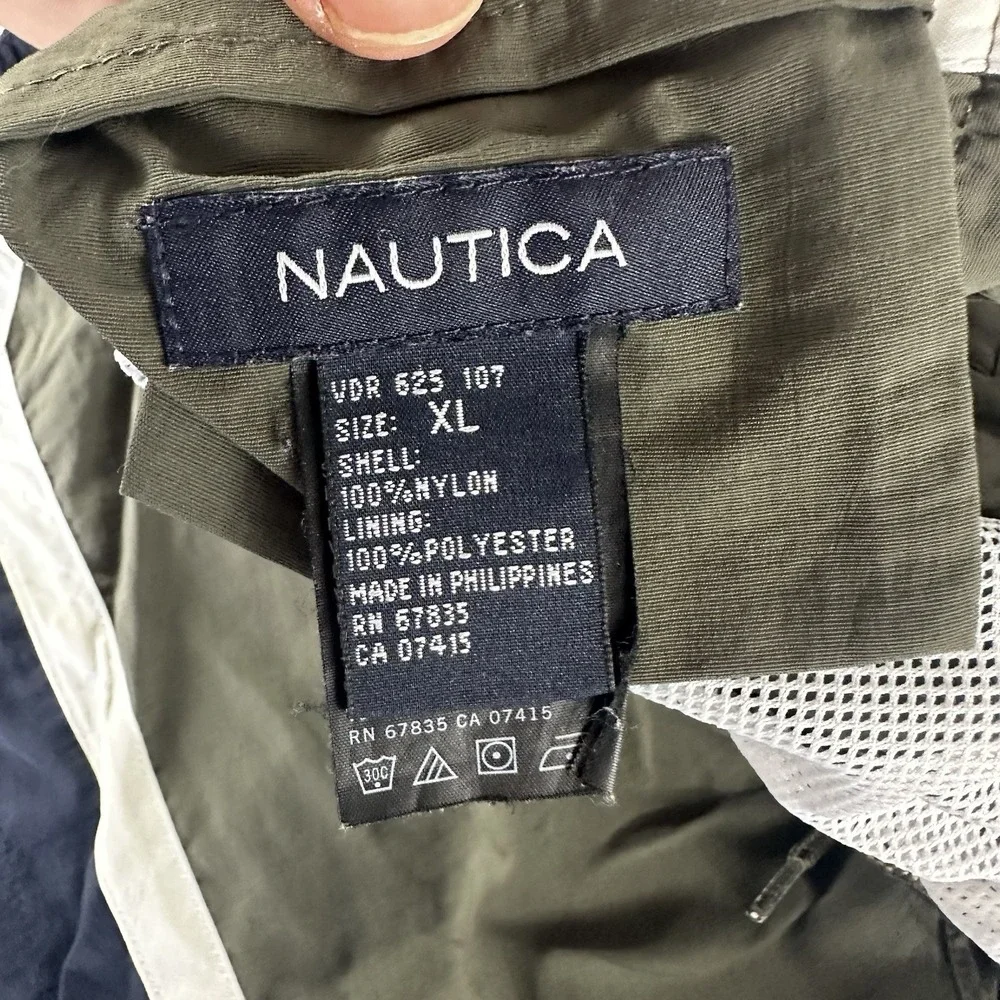 Nautica‎ Swim Trunks Mens XL Green Lined Drawstring Elastic Color Block Lined